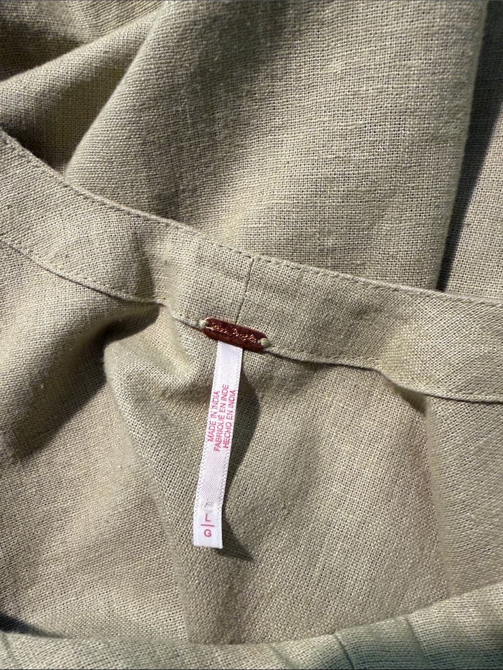 Free People Avocado/Sage Linen Shift Dress - Picture 2 of 5